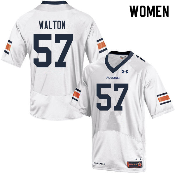 Women #57 Brooks Walton Auburn Tigers College Football Jerseys Sale-White